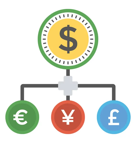 Různé Měny Které Jsou Propojeny Prostřednictvím Hierarchie Investiční Plán — Stockový vektor