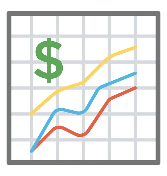 Finansowe Wykres Przedstawiający Rosnące Dochody Płaskie Ikona Obrazu — Wektor stockowy