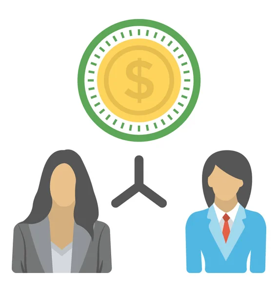 Two Businesswomen Dollar Sign Representing Sponsors — Stock Vector