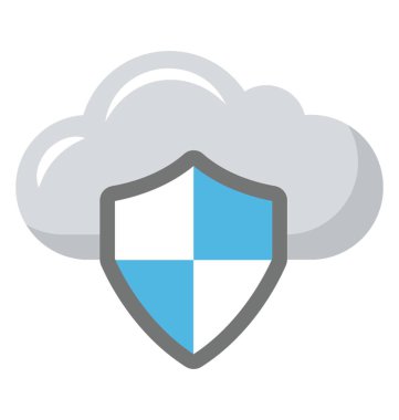 Ağ güvenliği simgeleyen güvenlik kalkanı ile bulut