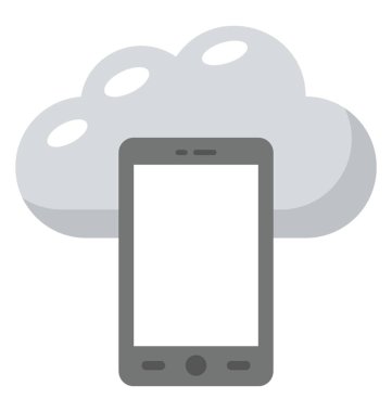 Smartphone bulut sunucusuna bağlı hareket eden kavramı temsil eden simge bulut hesaplama 