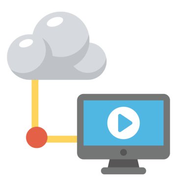 Video içerik depolama içinde belgili tanımlık bulut kavramı simgeleyen bu düz simgesi 