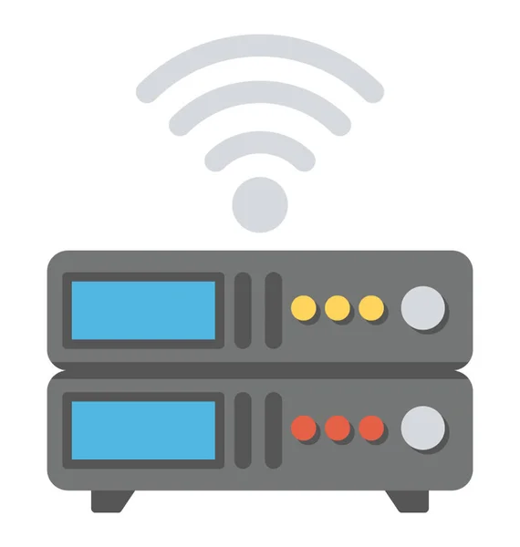 Flat Icon Design Wireless Web Server Wifi Web Server — Stock Vector