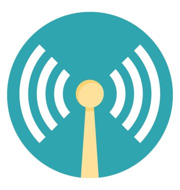 Kablosuz internet sinyal kulesi düz simge tasarımı