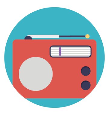 Vintage radyo alıcısı ile anten, düz vektör simgesi