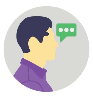 Konuşma balonu, konuşan düz simgesi adam