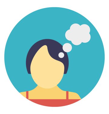 Kadın düşünme düşünme veya boş kabarcık veya bulut ile rüya 