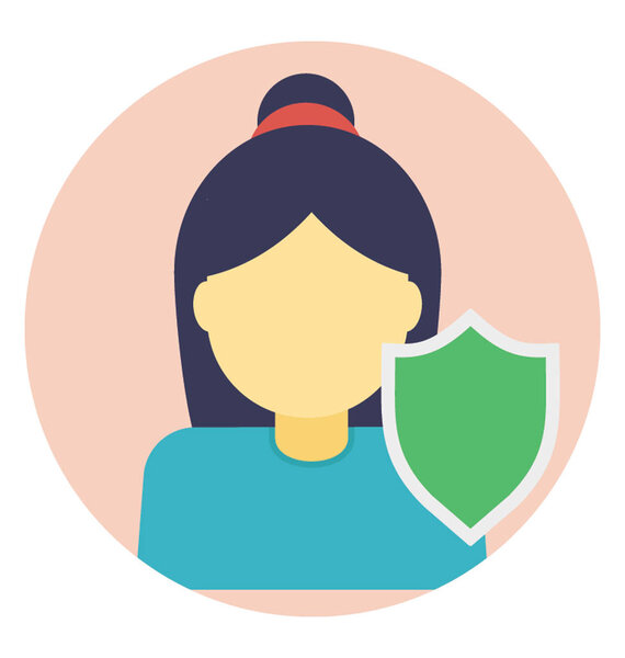 A female avatar with shield symbolizing personal protection