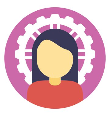 Karikatür yüz başarılı işadamı kavramı gösterilen bir kadın avatar