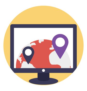 Bir bilgisayar ekranında earth harita gps Web sitesi kavramı sunulması ile