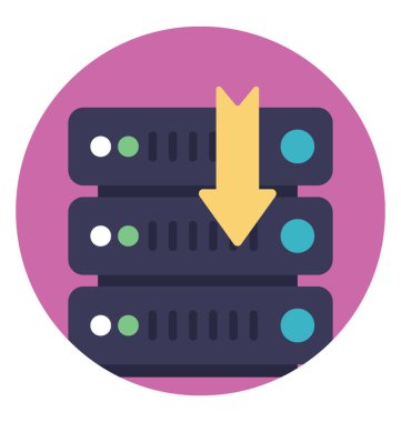 Aşağı inen ok, indirme sunucusu ile bir veritabanı bulut