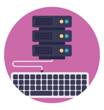 Veritabanı sunucusu ile klavye, bilgisayar sunucusu