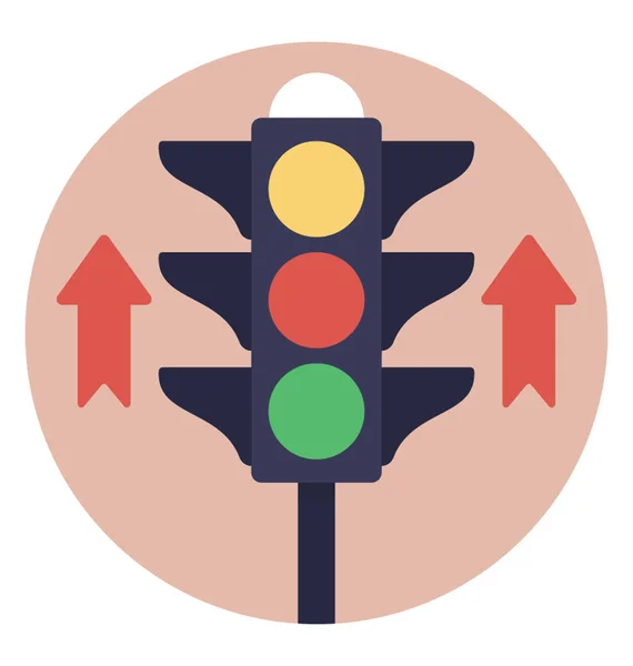 Trafik Işıkları Yol Çizilmiş Düz Simgesi Sinyalleri — Stok Vektör