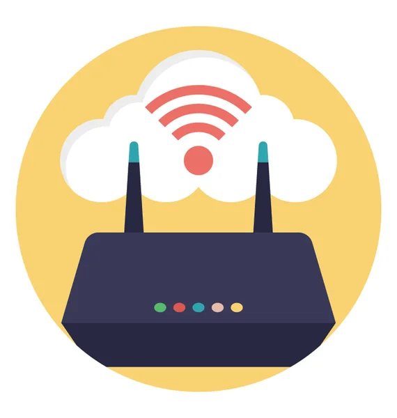 Cloud Computing Avec Routeur Internet Signaux Wifi Wifi Cloud — Image vectorielle