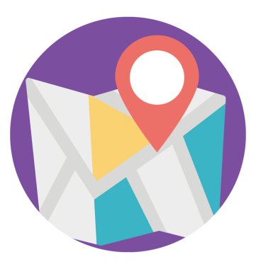 Konum göstergesi, renkli vektör simgesi tasarım ile bir katlanır harita