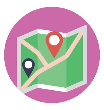 Konum göstergesi, renkli vektör simgesi tasarım ile bir katlanır harita