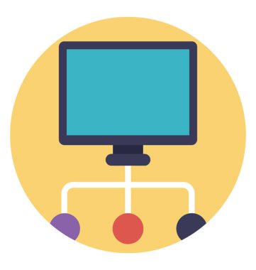 Internet'e bağlı bir bilgisayar ağ diyagramı 