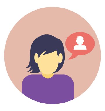 Konuşma balonu, düz simgesi konuşan kız 