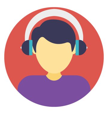 Bir erkek avatar giyen kulaklık