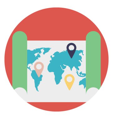 Konumu harita düz tasarım simgesi 