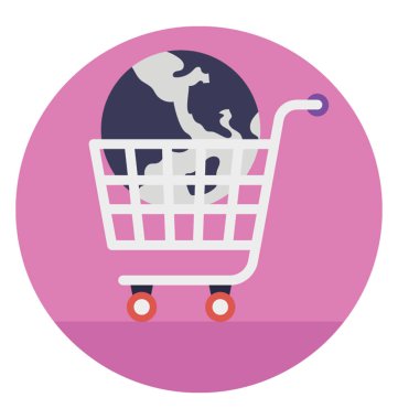 Alışveriş arabası, küresel pazarın düz tasarım küresel  