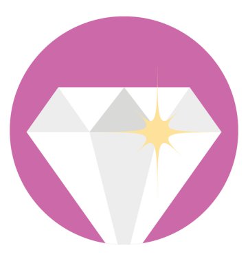 Premium kalite simgeleyen bir elmas, düz tasarım 