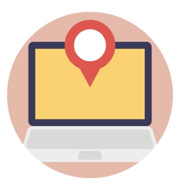 Monitör ekran harita iğne, çevrimiçi gezinti web sitesi ile