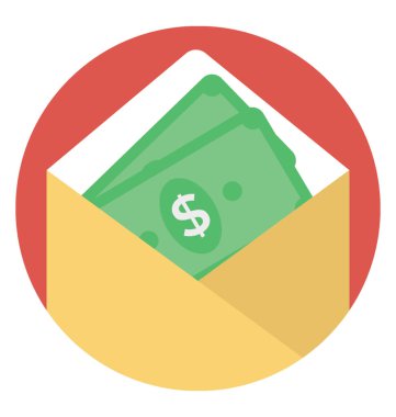 Banknot ödeme simgesi açık zarf içinde