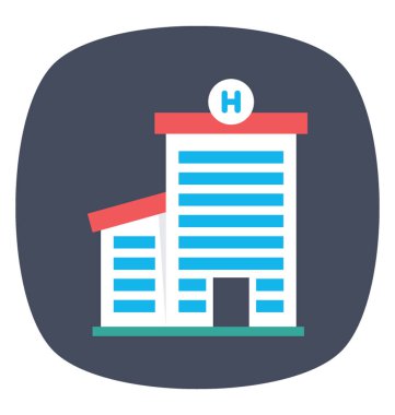 Hastane binasının düz bir ikon tasarımı 