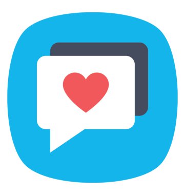 Romantik konuşma kavramı gösterilen kalp baloncuklarla sohbet