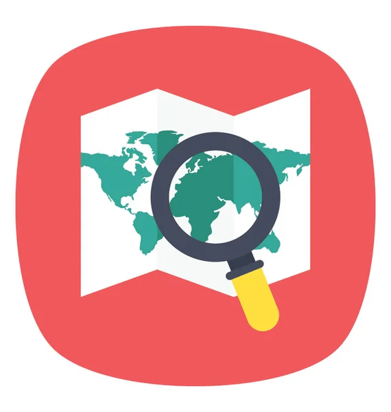 Szkło Powiększające Mapie Globalnej Wyszukiwania Lokalizacji — Wektor stockowy