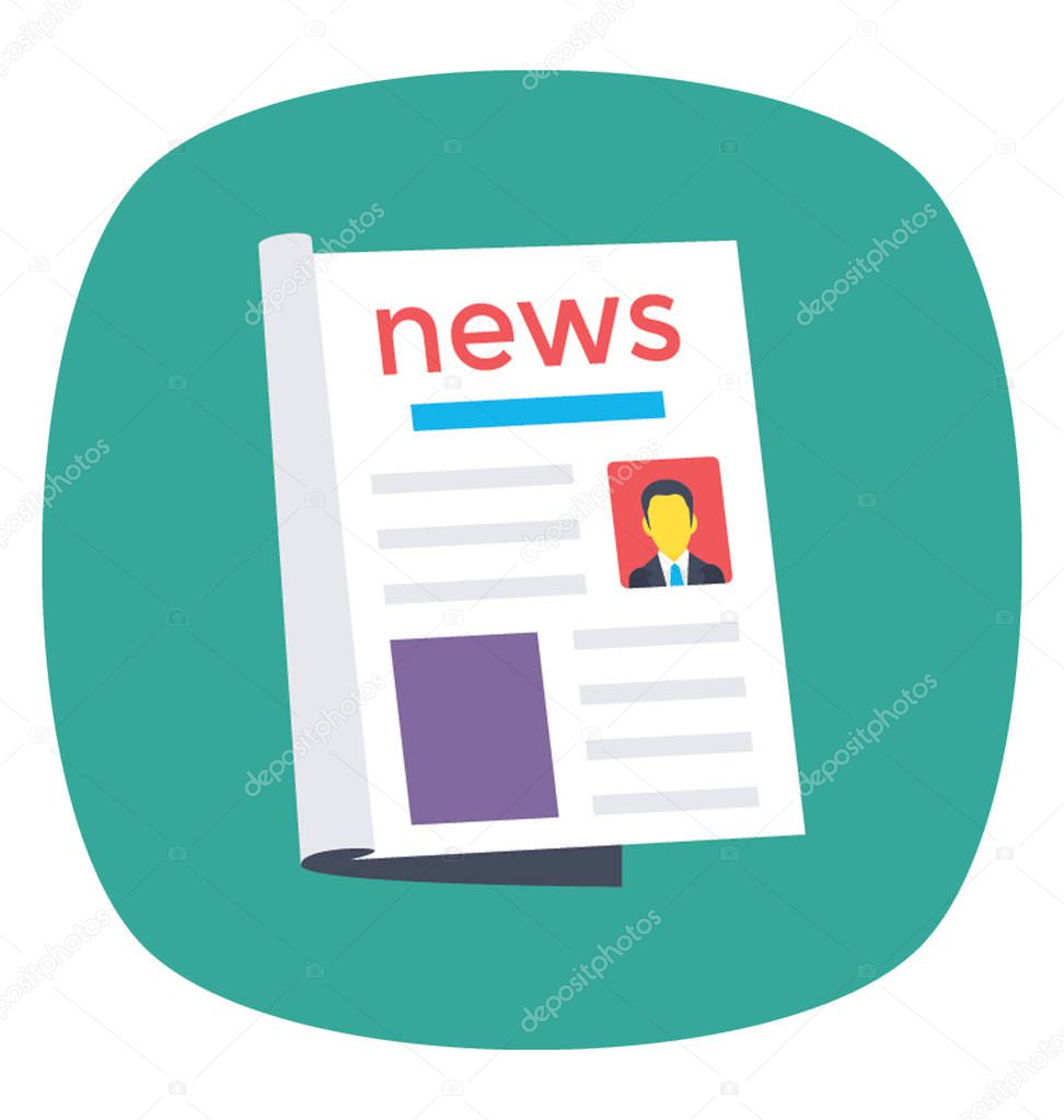 A flat icon design of newspaper