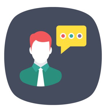 Konuşma balonu, konuşan düz simgesi adam