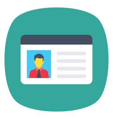 Kimlik ile bu kimlik kartı düz simge göster 