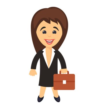 Evrak çantası ile mutlu bir iş kadını 