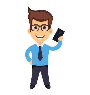 Cep telefonu olan bir iş adamı. 