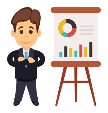 Olumlu tutum ile işadamı sunum 