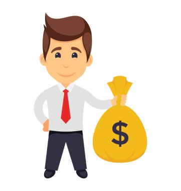 Düz simgesi tasarım para çuval tutan işadamı