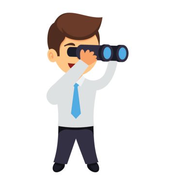 İşadamı bir dürbün ile arıyorum. Gelecekteki iş umudu 