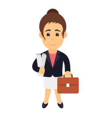 Evrak çantası ile mutlu bir iş kadını 