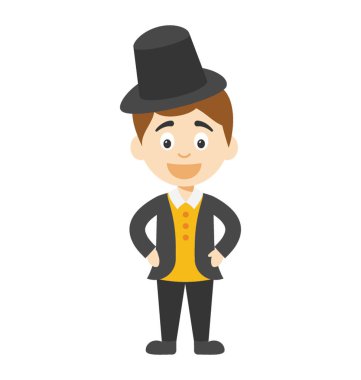 Küçük bir çizgi film beyefendi karakteri 