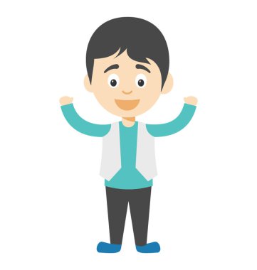 Mutlu çizgi film çocuk kollarını açarak 