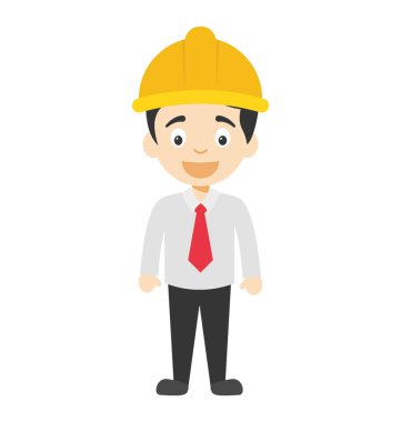 Çizgi film mimar Sarı kask giyiyor 