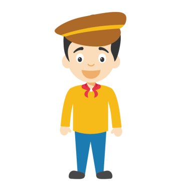 Komik karikatür karakter düz tasarım simgesi 