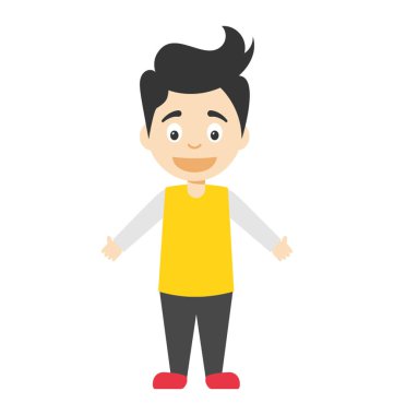 Mutlu çizgi film çocuk kollarını açarak 