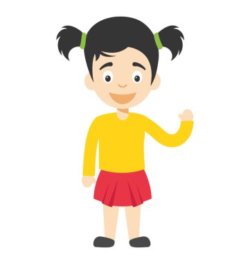 Sevimli küçük çizgi film çocuk sallayarak 