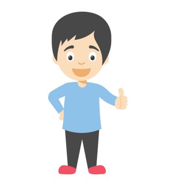 Jest başparmak veren küçük çocuk çizgi film 