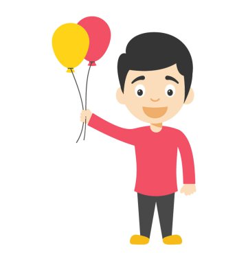 Çizgi film çocuk çocuk renkli balonlar holding 