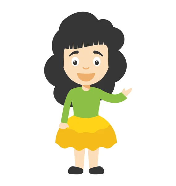 Retrato Longitud Completa Niña Dibujos Animados — Vector de stock