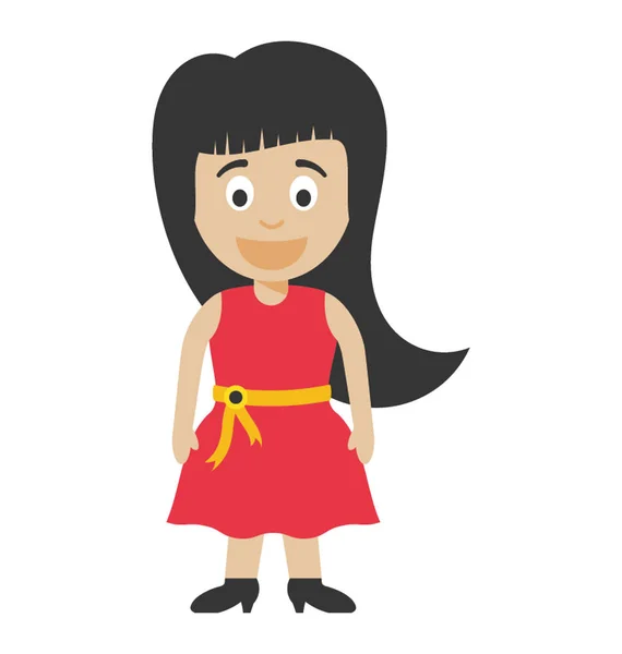 Retrato Longitud Completa Niña Dibujos Animados — Vector de stock